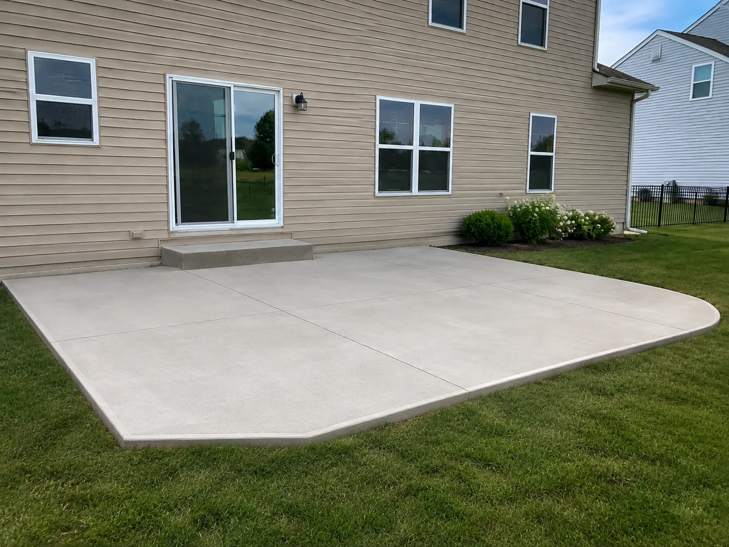 Completed concrete patio after installation