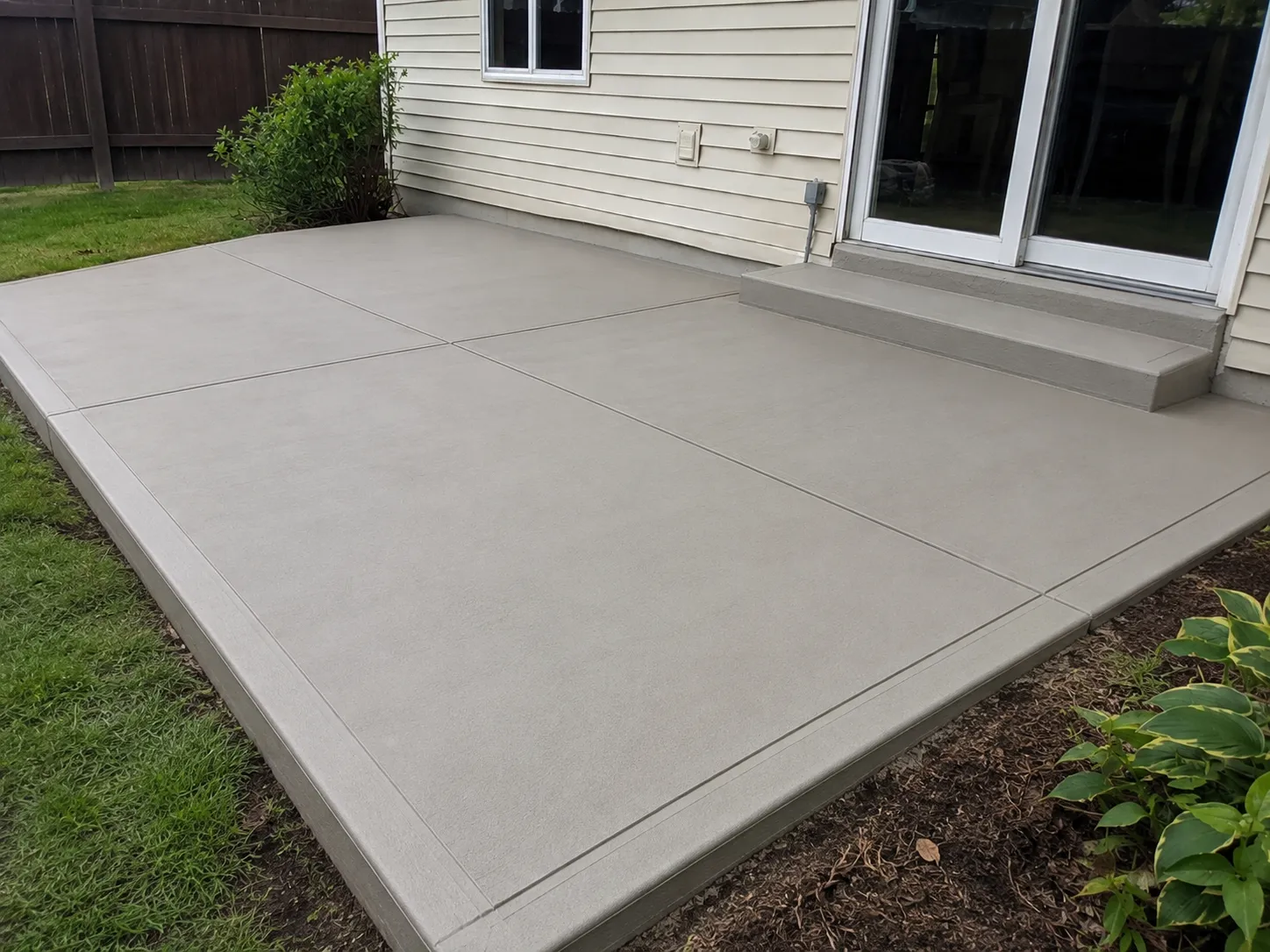Concrete patio after replacement